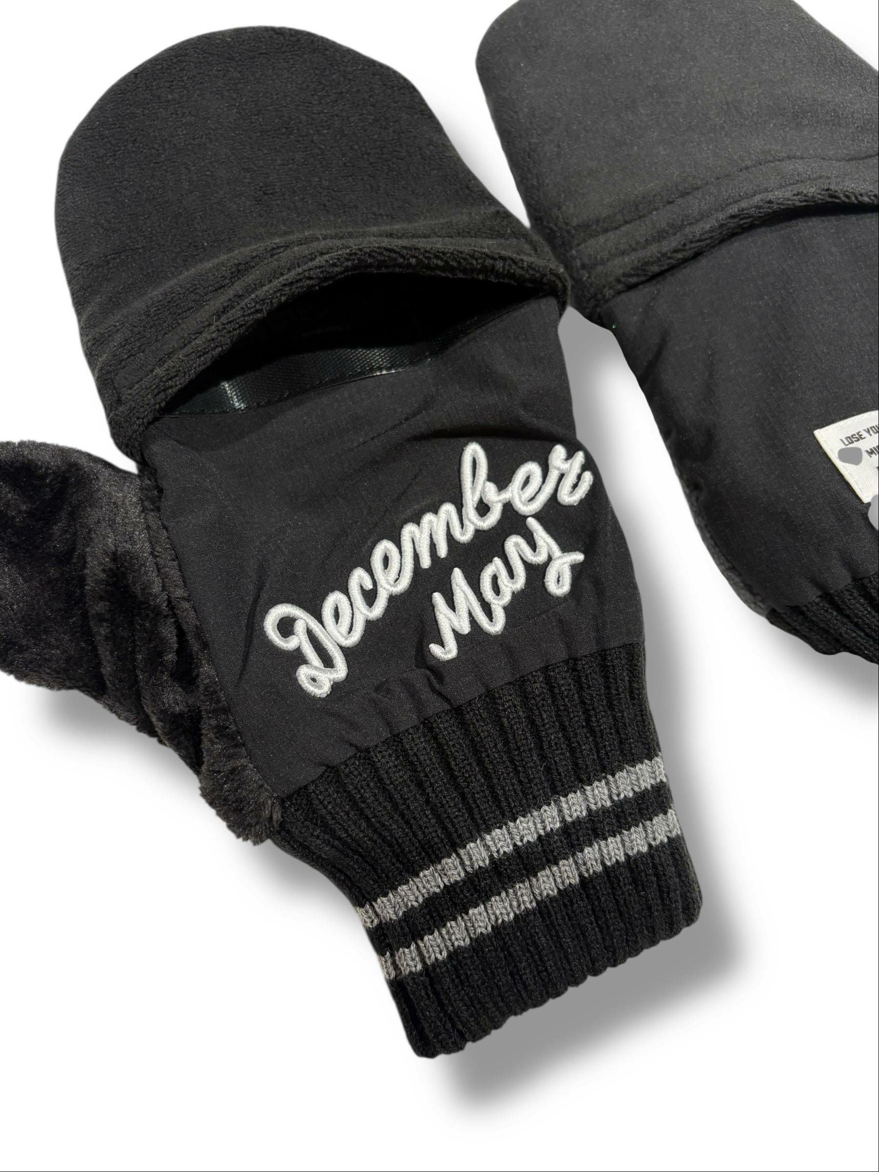December May ミトン手袋 ブラウン ホワイト Open mitten gloves / UNISEX | DECEMBERMAY