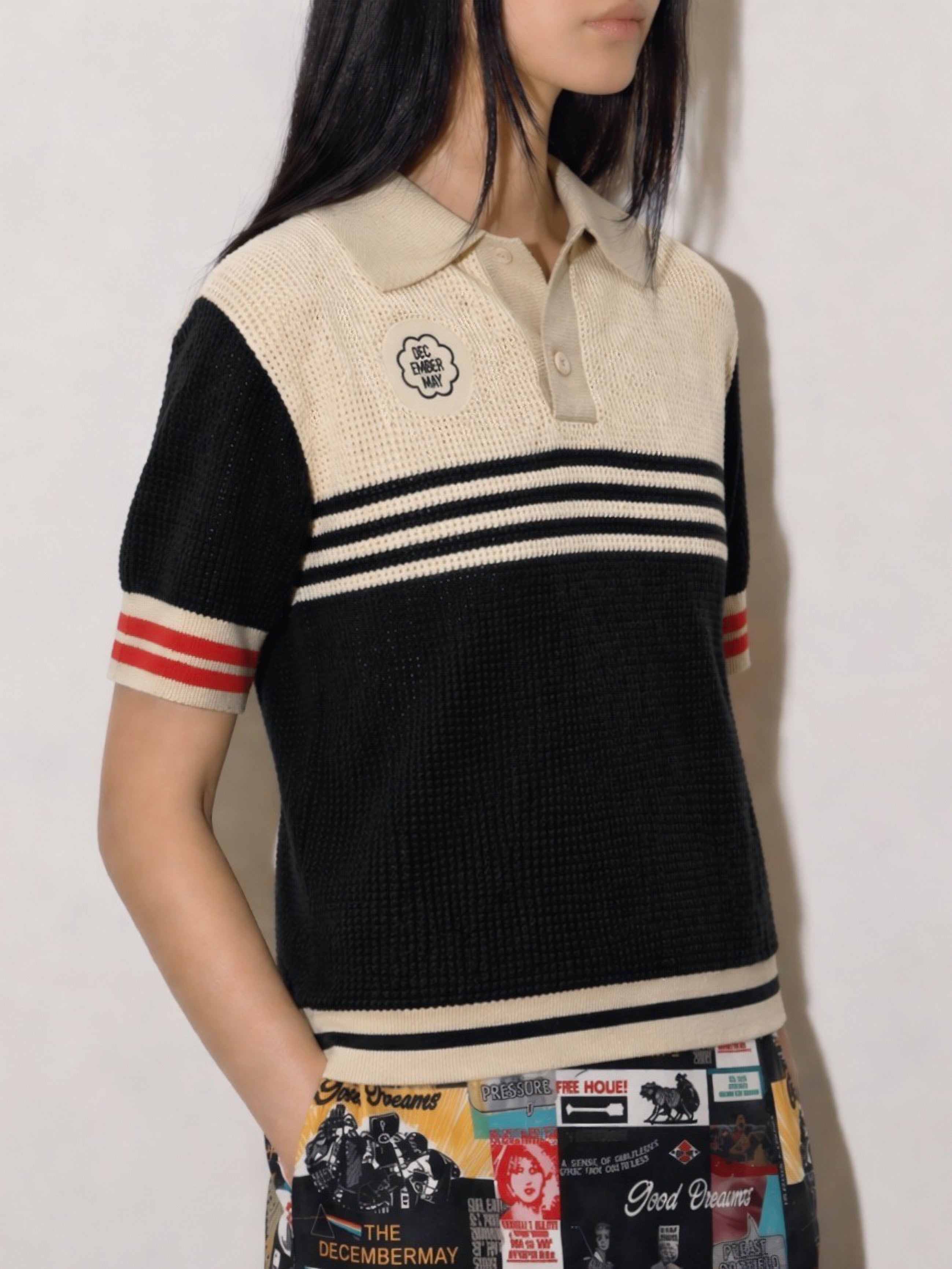 Meshknit skipper polo/WOMEN | DECEMBERMAY